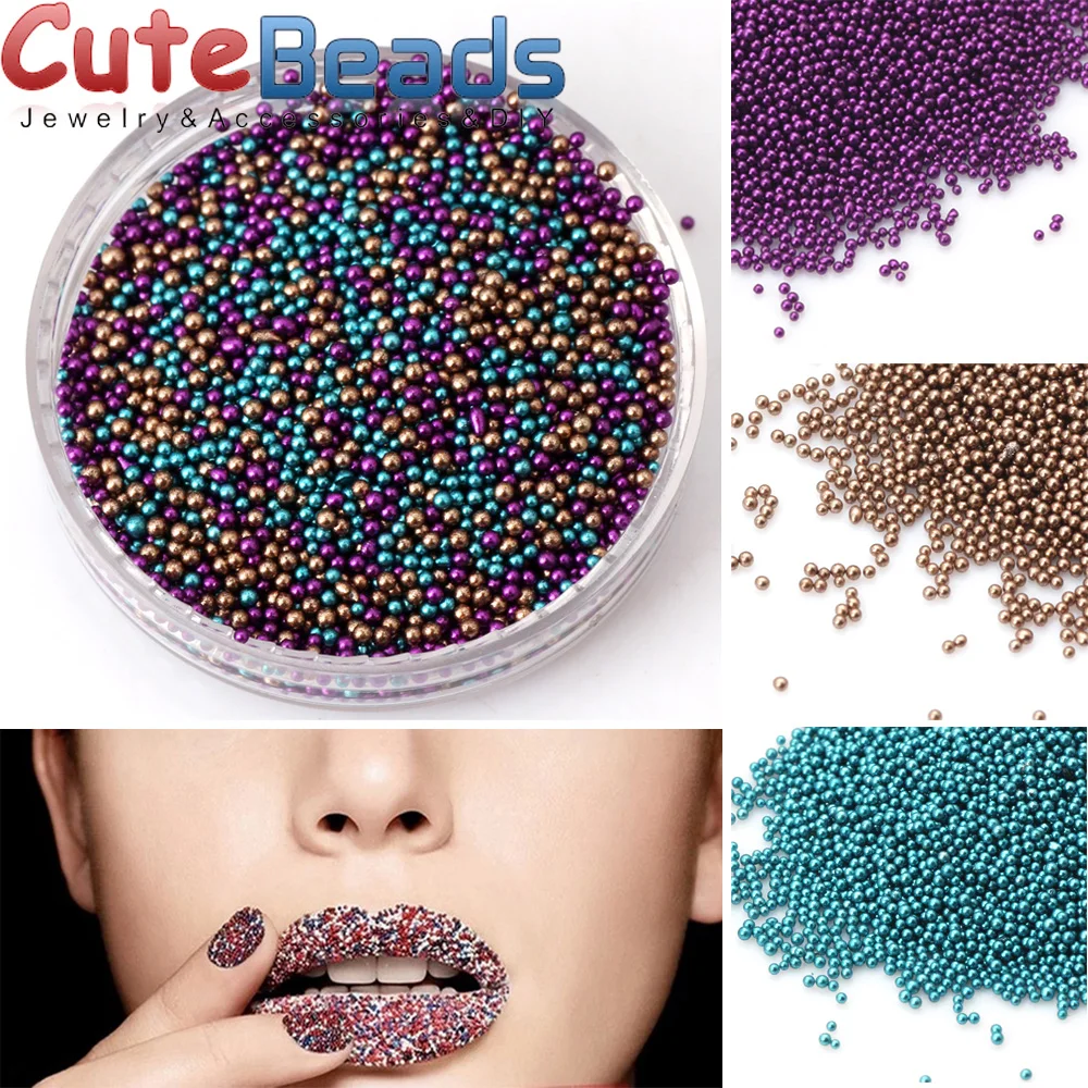 

Free Shipping 3 Metal Color Mix 1 Set Microsphere Micro Crystal Nail Caviar Beads Glass Trend Nail Art Deco Tips Nail Art