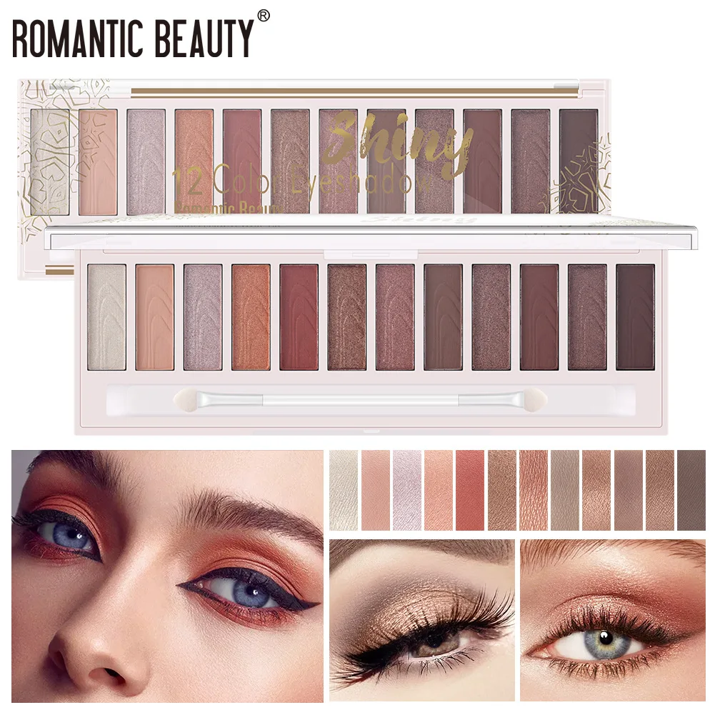 

Brand Eyeshadow Makeup Palette Eyeshadow Brushes 12 Colorful Matte Shimmer Make Up Eyes Pigment Palette Eye Shadow Cosmetics Set