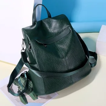

Women's Backpack 2020 New Korean Backpack Anti-theft Backpack Soft Leather Backpack Student Schoolbag Lady Backpack