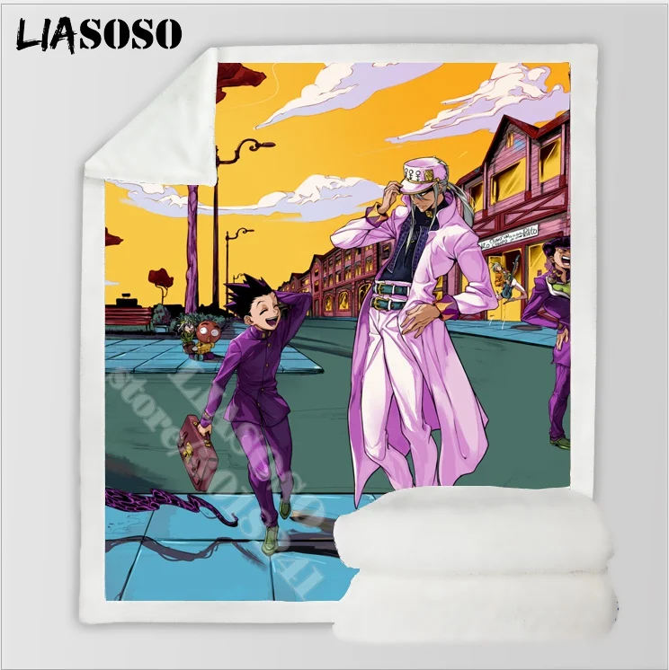 Одеяло JoJo в стиле Необычные приключения модное Флисовое одеяло с 3D принтом аниме