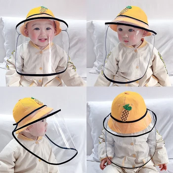 

Multifunction Baby Anti-fog Anti Droplet Face Shield Protective Bucket Hats Cap Newborn Kids Cartoon Mask Removable Cover hats