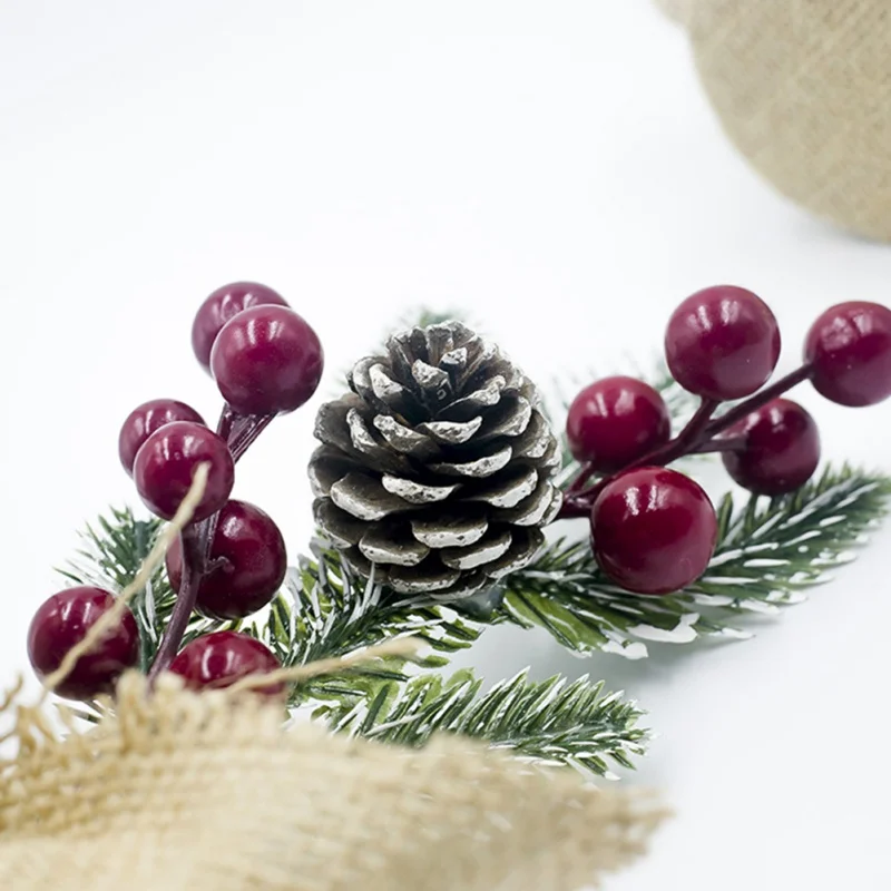 unique christmas tree pine branch red pine cones desktop