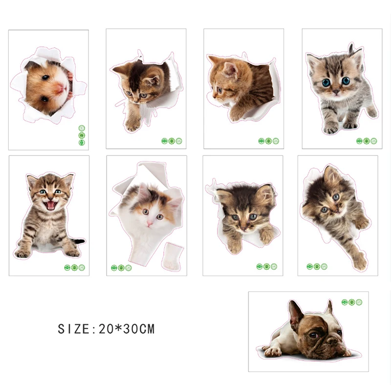 

Cartoon Animal Cats Stickers 3d Stickers for Refrigerator PVC Wall Stickers Window Bathroom on The Toilet Seat Decor Stickers