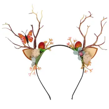 

1PC Twig Antler Hair Hoop Bird Butterfly Berry Headdress Kid Adult Show Headband