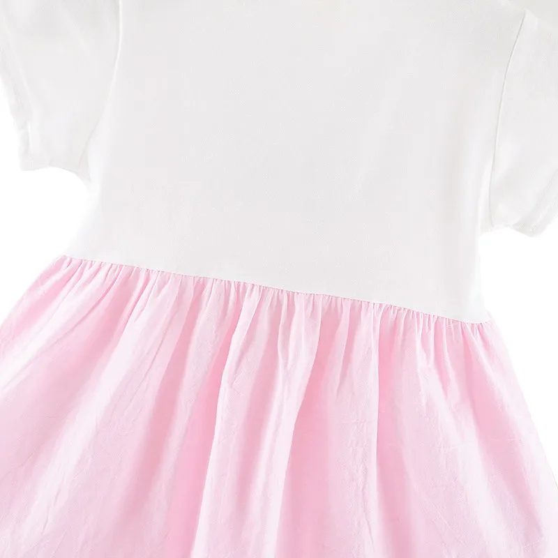New Baby Girl Dress Fake 2 Piece Letter Print Short Sleeve Hot Sale Summer Cotton Sundress Straps Dress
