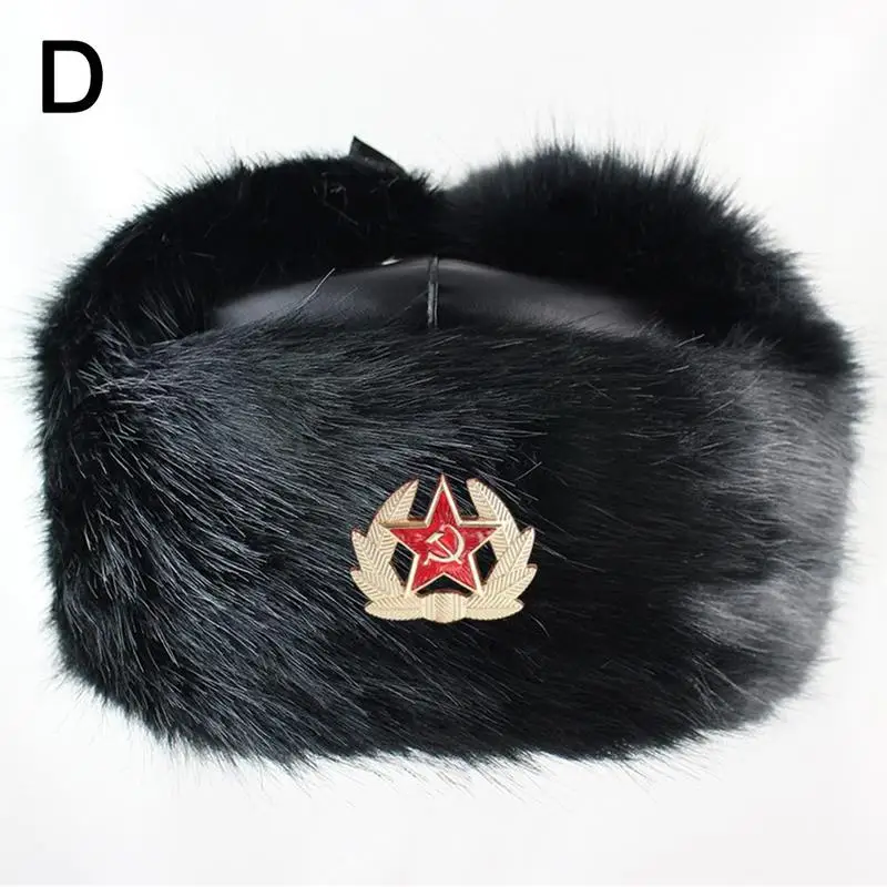 Soviet Badge Hat Pu Waterproof Padded Earmuffs Russian Warm Hat Women Earmuffs Outdoor Warm Hat Padded And Hat Men M3Z3 mens winter bomber hats