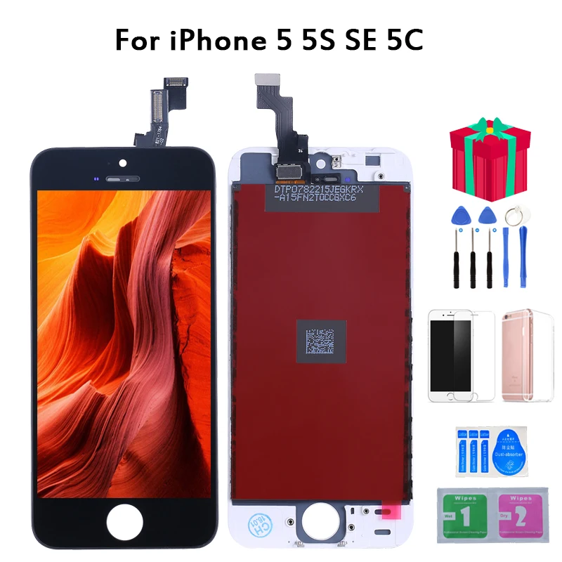 

AAA+++ For iPhone 5S Touch Screen Quality LCD Display Replacement For iPhone 5 5c SE No Dead Pixel+Tempered Glass+Tools+TPU