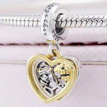 

Original Shine Hearts & Bees With We Beelong Together Pendant Beads Fit 925 Sterling Silver Charm Pandora Bracelet Diy Jewelry
