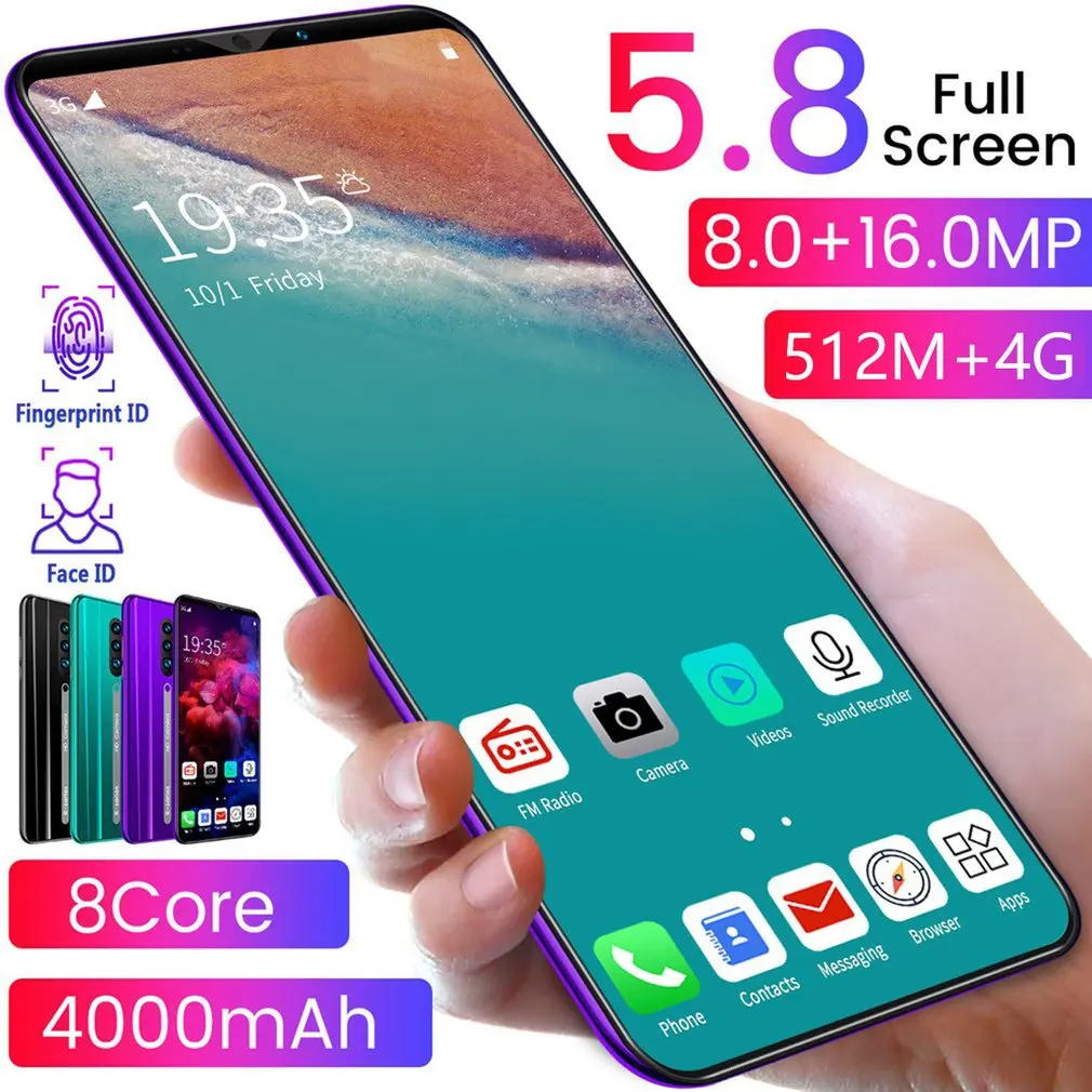 Rino3 Pro 5.8 Inch Screen Android Phone Purple Water Drop Smartphone Solid Color Mobile Cool Shape Fashion | Инструменты