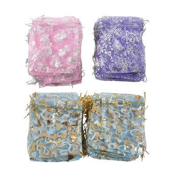 

200 Pcs Organza Pouch Gift Wedding Bead Candy Gift Bags Pouches 100 Pcs 13 X 10cm & 100Pcs 12 x 10cm