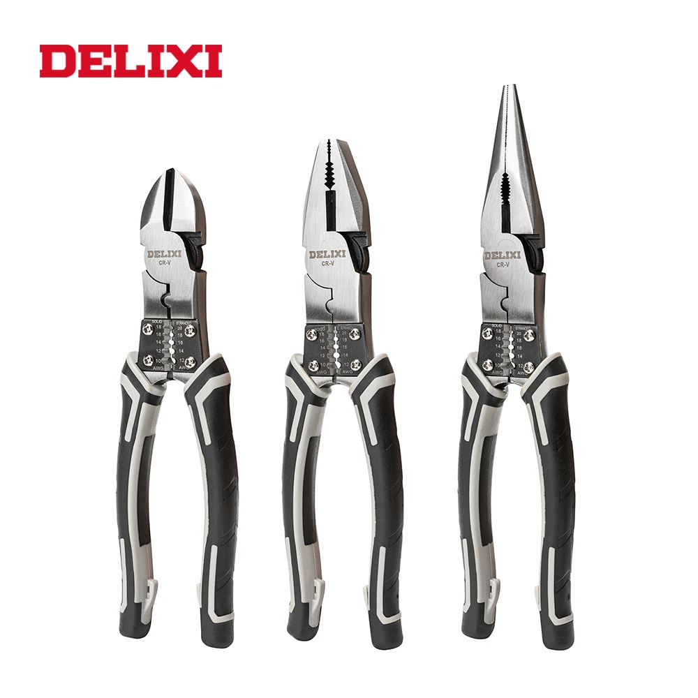 DELIXI Multifunctional Universal Needle Nose Pliers Diagonal Pliers Stripper Wire Cutters Wire Pliers Electrician Repair Tools scrub plane
