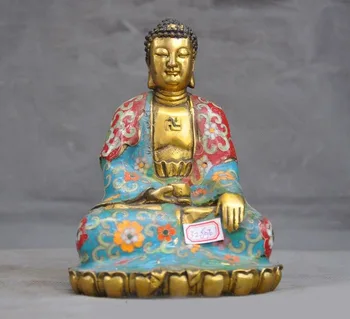 

Wedding Decoration old Tibet bronze Cloisonne Buddhism Medicine Buddha Sakyamuni Shakyamuni statue