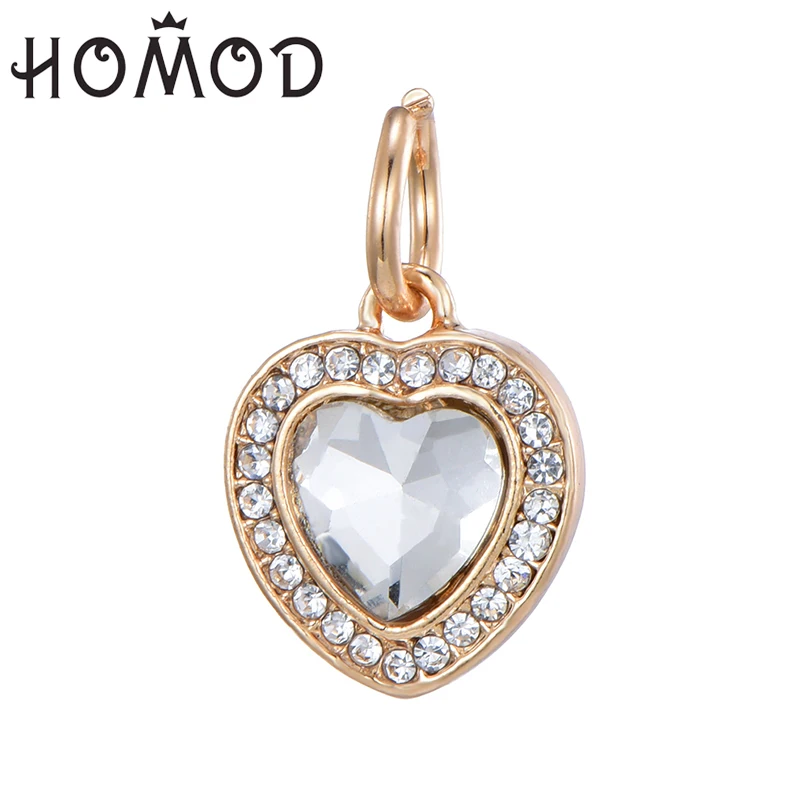 

HOMOD 2019 New Design Crystal Heart Dangle Pendant Charm Beads Fits Pandorafit Original Brand Charm Bracelet Fine Jewelry