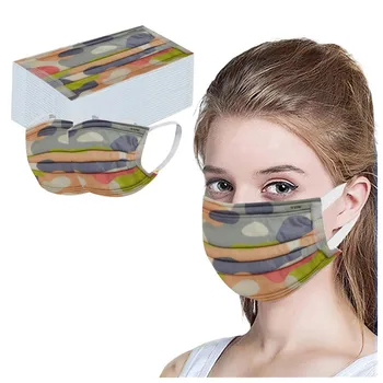 

Disposable Unisex Printed White Soft Masks For Adults 3-Layer Masks Masquerade mask Disposable 50PCS#0817