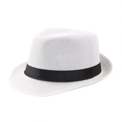 Wo мужская фетровая шляпа черная льняная шляпа Зимняя мужская фетровая шляпа Классическая винтажная Дамская льняная фетровая шляпа осень - Цвет: Белый