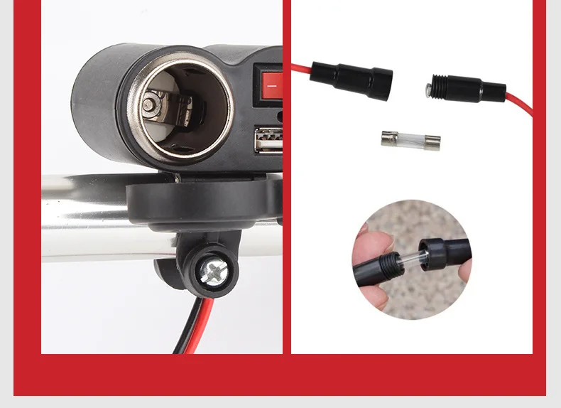 12 V-24 V мотоцикл Скутер Руль USB Зарядное устройство переключатель Водонепроницаемый светодиодный индикатор Прикуриватель разъем Мото Аксессуары