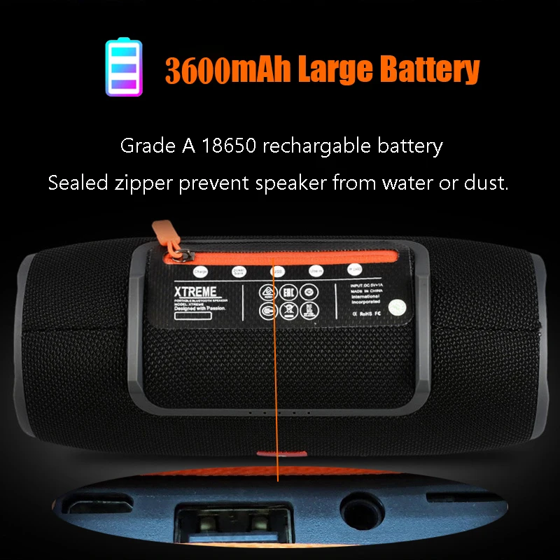 40W Outdoor Bluetooth Speaker Subwoofer TWS Speaker Waterproof Portable Music Player 3600 mAh battery column soundbar caixa de