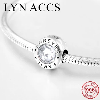 

925 Sterling Silver represent love round shape Clear CZ fine Charm beads Fit Original LYNACCS Charms Bracelets Jewelry making