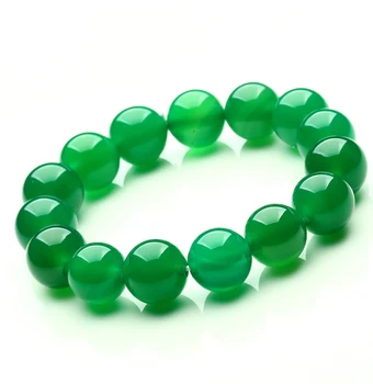 

Natural green chalcedony bracelet and fashion jewelry handmade beaded 12mm bead jadees beads bracelet