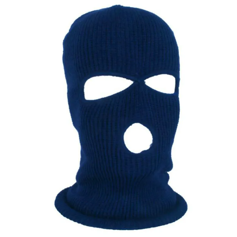 Армейская тактическая маска, 3 отверстия, маска для лица, лыжная маска, зимняя шапка, Балаклава, капюшон, мотоциклетный шлем, полный шлем для лица, Новинка - Цвет: Dark Blue