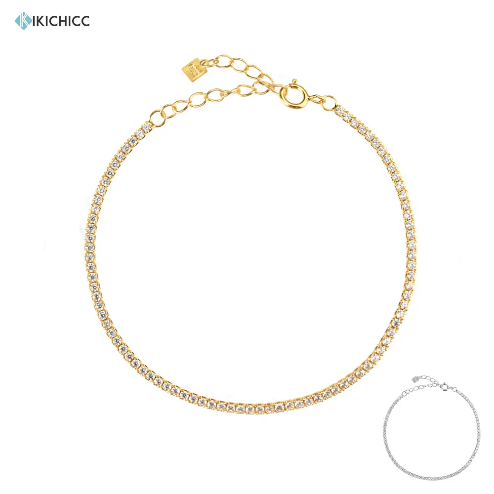 Kikichicc 100% Стерлинговое Серебро 925 пробы полный Циркон прозрачный браслет цепи