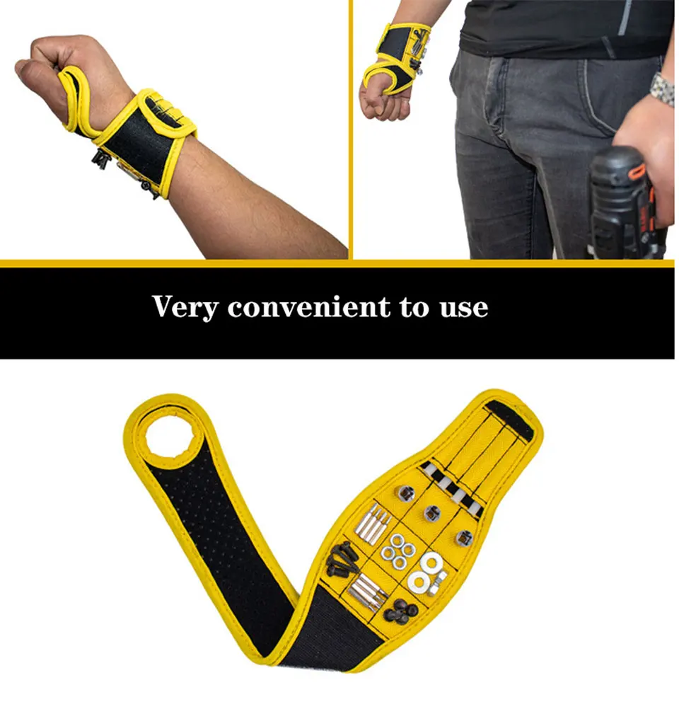 best tool chest 2021 Magnetic Wristband Portable Tool Bag Magnet Electrician Wrist Tool Belt Screws Nails Drill Bits Bracelet For Repair Tool large tool bag