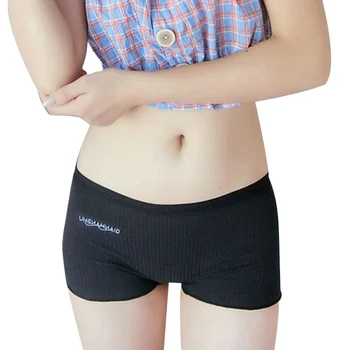 

Women Safety Shorts Pants Seamless Thread Mid Waist Panties Anti Emptied Boyshorts Underpants Girls Slimming Underwear