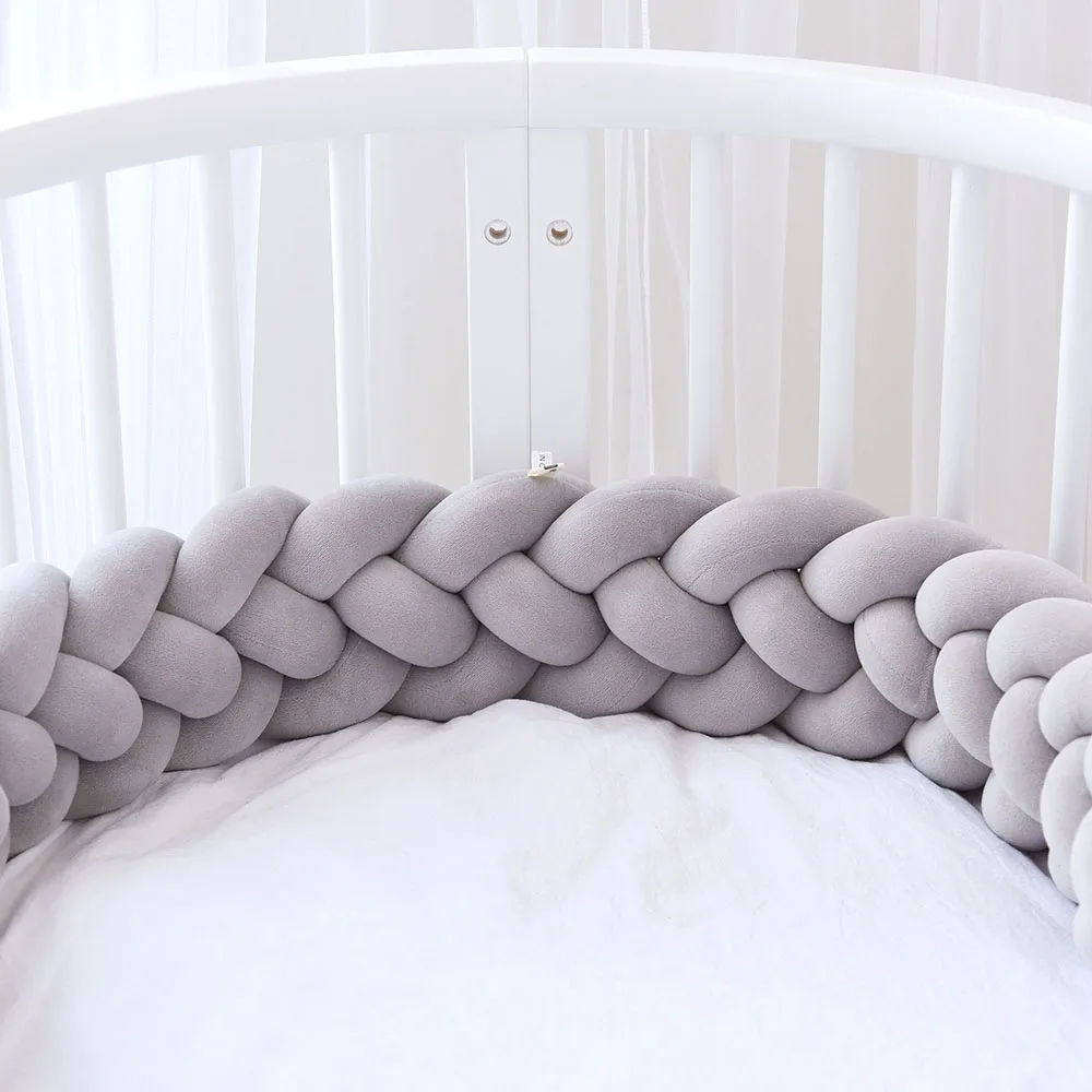 2.2m 4 Knot Baby Bumper Bed Braid Knot Pillow Cushion Bumper for Infant Bebe Crib Protector Cot Bumper Room Decor - Цвет: 11