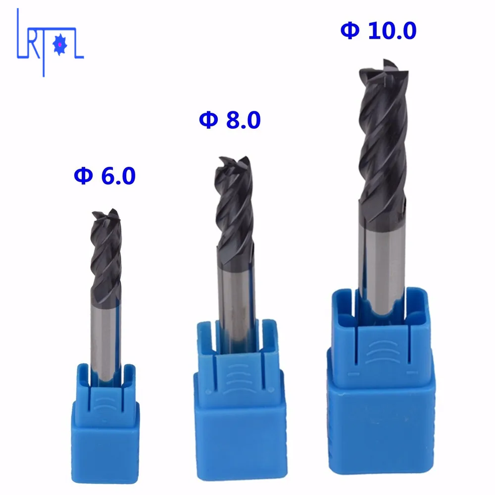 

3Pcs 6/8/10mm Four Flutes Micro Solid Carbide Face End Mill CNC Milling Cutter Bits For Steel Milling
