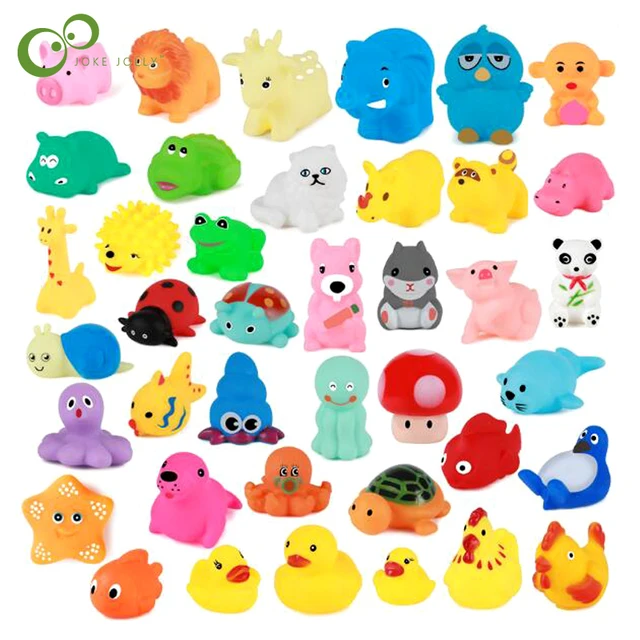 10Pcs/set Baby Cute Animals Bath Toy Swimming Water Toys Soft Rubber Float Squeeze Sound Kids Wash Play Funny toys Gifts 2
