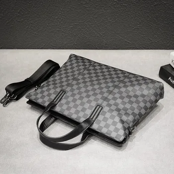 

2019 Men's Package Men's Bag Brief Briefcase Single-Shoulder Bag Checker lykj-yx