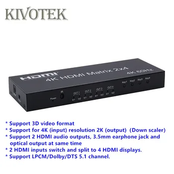 

2x4 HDMI Matrix Switch Switcher Adapter,FullHD 4Kx2K 3D 1080P Female Connector RC Control For HDTV PSP PS23 STB DVDFree Shipping