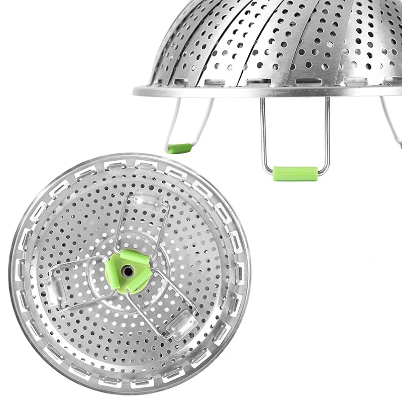Steamer Basket Stainless Steel Vegetable Steamer Basket Folding Steamer Insert for Veggie Fish Seafood Cooking(the maximum diam