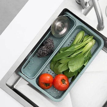 

Portable Folding Kitchen Organizer Dish Vegetables Drain Rack Tray Drainer Drying Rack Sink Basket Sponge Holder Home Storage