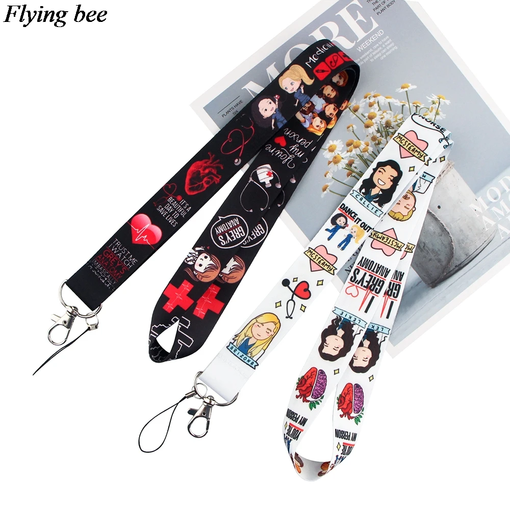 Flyingbee Cartoon Phone Keychain Lanyard for Keys ID Card Badge Holders Necklace Keycord Webbing X0910 afbeelding
