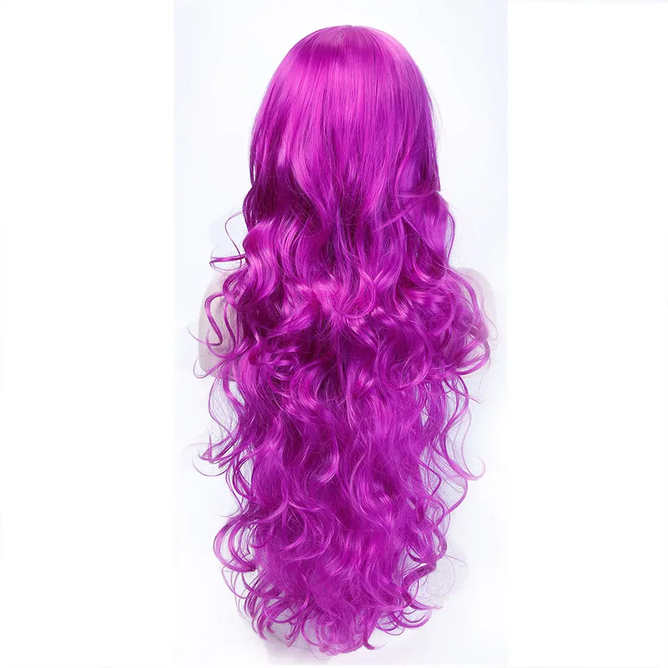 Оранжевый длинные волнистые косплей парики 10 цветов термостойкие синтетические волосы костюм Хэллоуин вечерние парики AOSIWIG - Цвет: Фиолетовый
