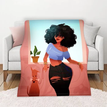 

Fashion 3D Digital Printing Summer Throw Personalized Customization African Girl Office Nap Blankets Bedspread Throw Blanket