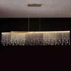Plafonnier LED suspendu avec chaîne en cristal, design nordique luxueux, éclairage d'intérieur, luminaire décoratif de plafond, idéal pour un salon, un Restaurant, un Bar ou un café 