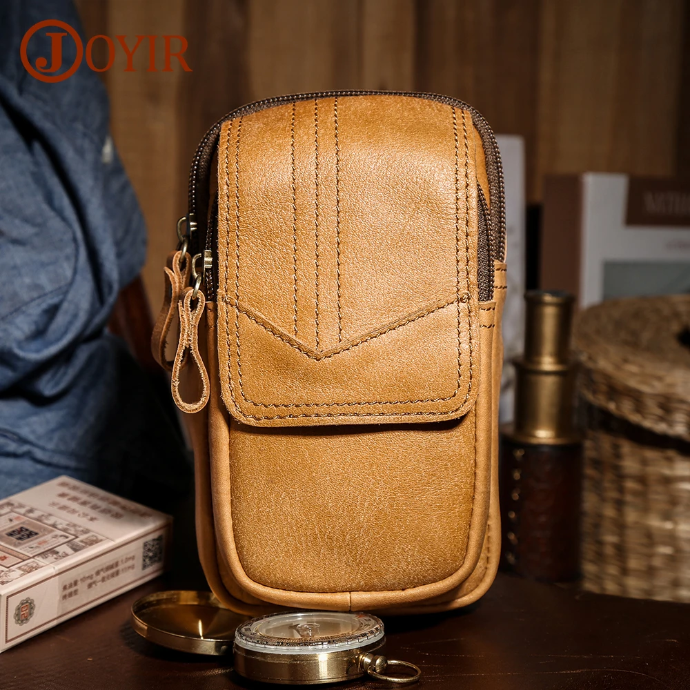 Real Leather men Casual Design Small Waist Bag Cowhide Fashion Hook Bum Bag  Waist Belt Pack Cigarette Case 5.5 Phone Pouch 1609 - AliExpress