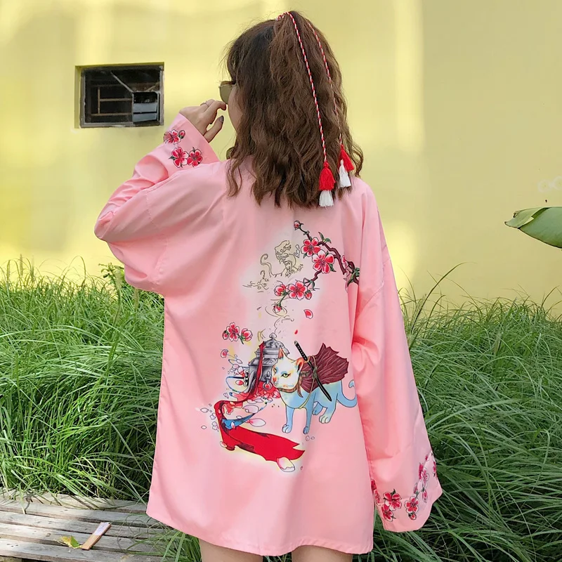 Yukata женский кардиган с принтом аниме японское кимоно азиатская одежда рубашка с принтом карпа Топы повседневные Kimonos Femme милое кимоно косплей - Цвет: as picture