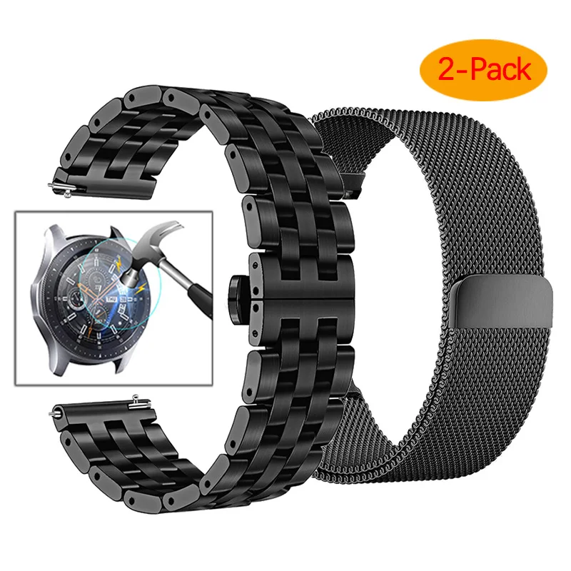 22 мм Универсальная Миланская петля для samsung gear S3 Classic/S3 Frontier/galaxy watch 46 мм регулируемый ремешок из нержавеющей стали - Цвет ремешка: black black
