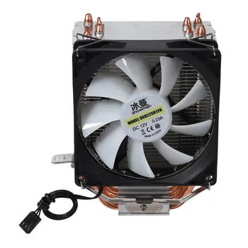 

SNOWMAN CPU Cooler, Ultra-Quiet All-Copper 4-Heat Pipe 3-Pin Desktop Computer CPU Cooling Fan with Lamp, Support /ADM
