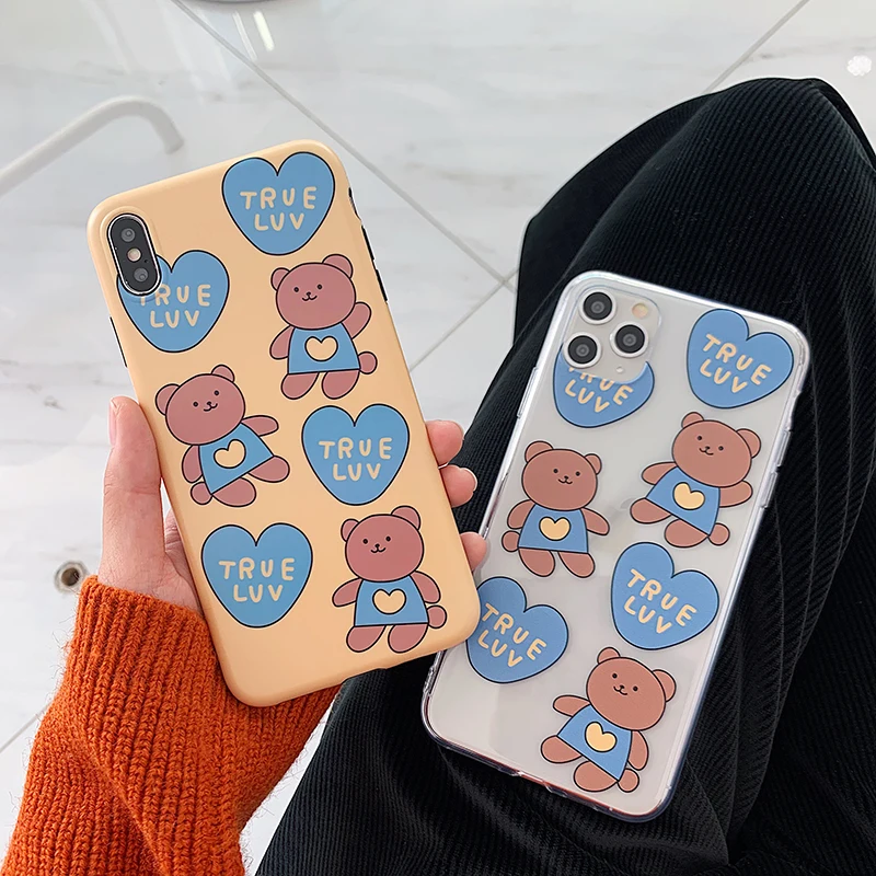 Мягкий IMD чехол для телефона с милым медвежонком для iPhone 11Pro Max 7 8 Plus X Xs Max Xr 11 Pro высококачественный прозрачный мягкий чехол Fundas