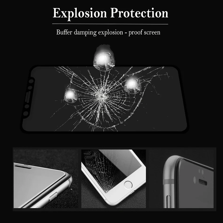 H&lOO 9H 4D Anti-Explosion Screen Protector Tempered Glass For iPhone X 5.8 inch 8 8 plus Premium Protective Toughened Film (6)