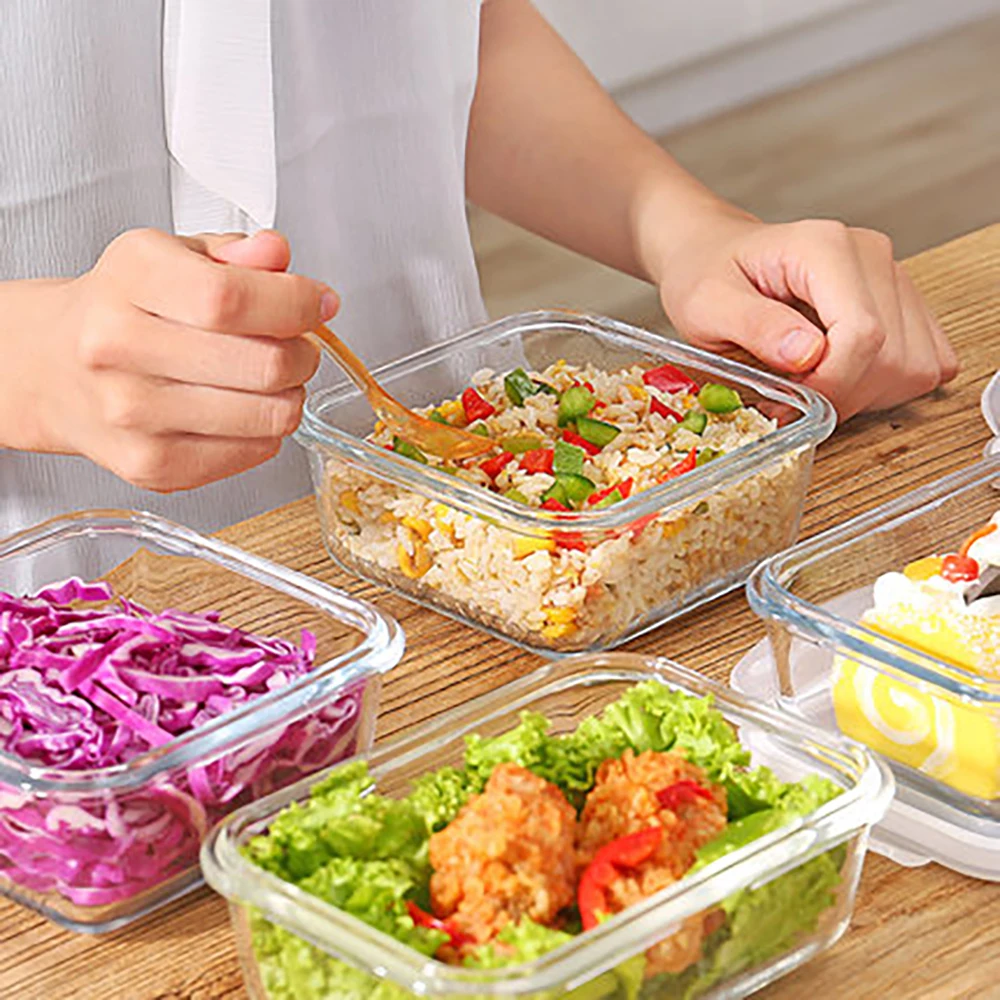 Портативный стеклянный контейнер для хранения еды BPA free Ланч бокс 100% Герметичный