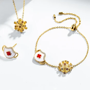 

2020 Fashion New Trend Fun Viral Jewelry for Woman Rhinestone Necklace/Earring/Bracelet Set Creative Jewelry Accessories