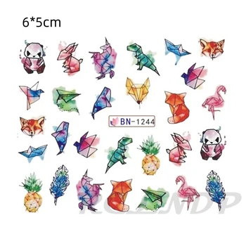 

Nail Water Sticker Decoration Slider Cartoon Panda Fox Rabbit Dinosaur Animal Adhesive Decal Manicure Lacquer Accessories