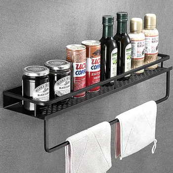 

UNTIOR Aluminum Bathroom Shelf Wall-Mounted Square Shampoo Shelf Cosmetic Shelves Kitchen Nets Shelf Storage Rack Towel Rack
