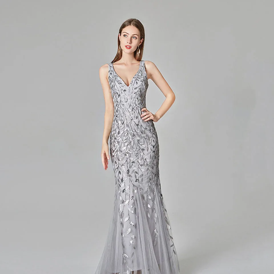 Dressv модное вечернее платье Дешевые бордовый Русалка длиной в Пол платье тюль без рукавов Аппликации длинное вечернее платье