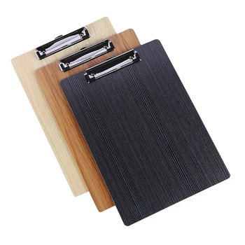 

1 Set 3pcs A4 Paper Clip Board Clipboard A4 Paper File Holder Write Plywood Wood Grain for School Office